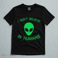 Green Alien I Dont Believe in Humans Funny Alien UFO Believe T-Shirt thumb 5