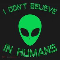 Green Alien I Dont Believe in Humans Funny Alien UFO Believe Women's Hoodie thumb 2
