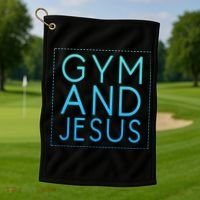 Gym And Jesus Christian Weightlifting Gym Golf Towel thumb 1