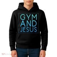 Gym And Jesus Christian Weightlifting Gym Kids Hoodie thumb 4