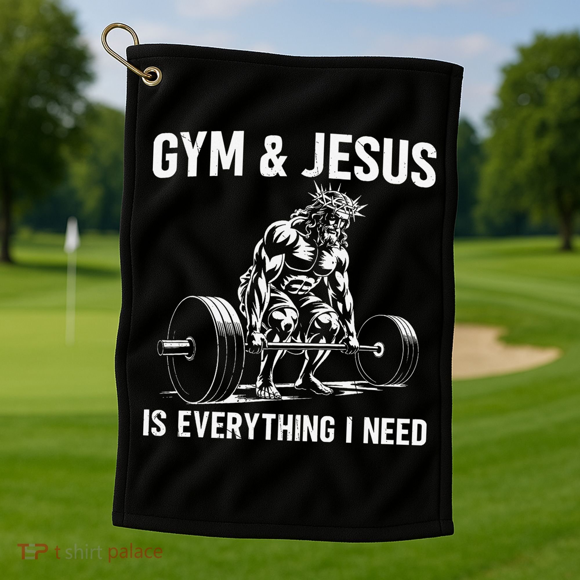 Gym And Jesus Christian Weight Lifting Golf Towel