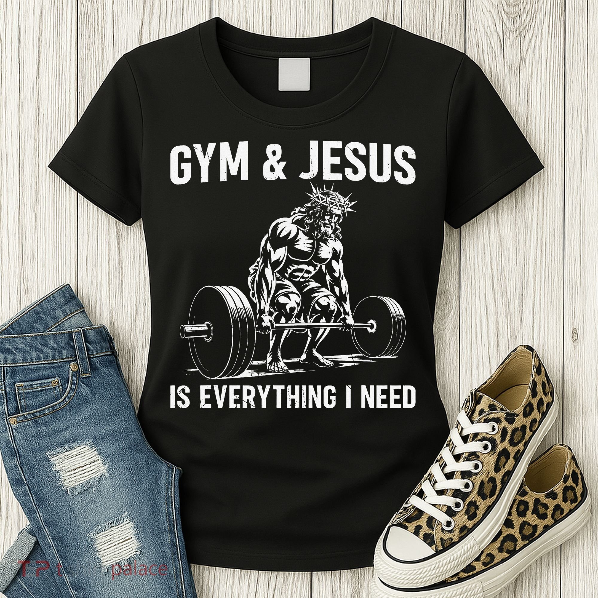 Gym And Jesus Christian Weight Lifting Women's T-Shirt