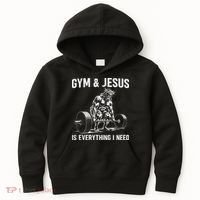 Gym And Jesus Christian Weight Lifting Kids Hoodie thumb 0