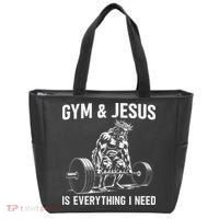 Gym And Jesus Christian Weight Lifting Tote Bag thumb 0