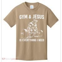 Gym And Jesus Christian Weight Lifting Kids T-Shirt thumb 0
