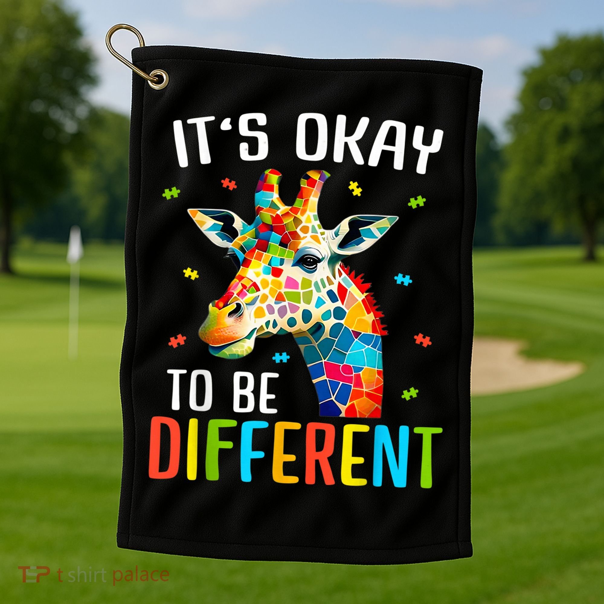 Giraffe Acceptance kid boy girl Its Ok To Be Different Golf Towel