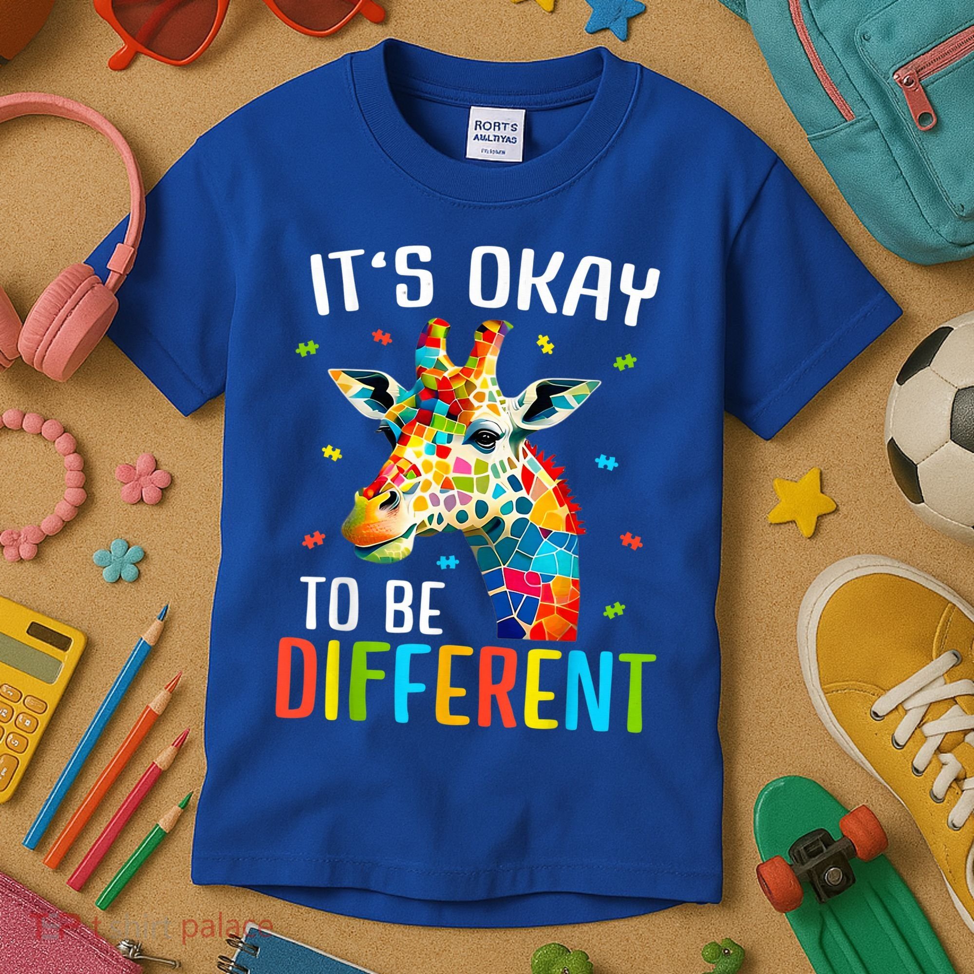 Giraffe Acceptance kid boy girl Its Ok To Be Different Kids T-Shirt