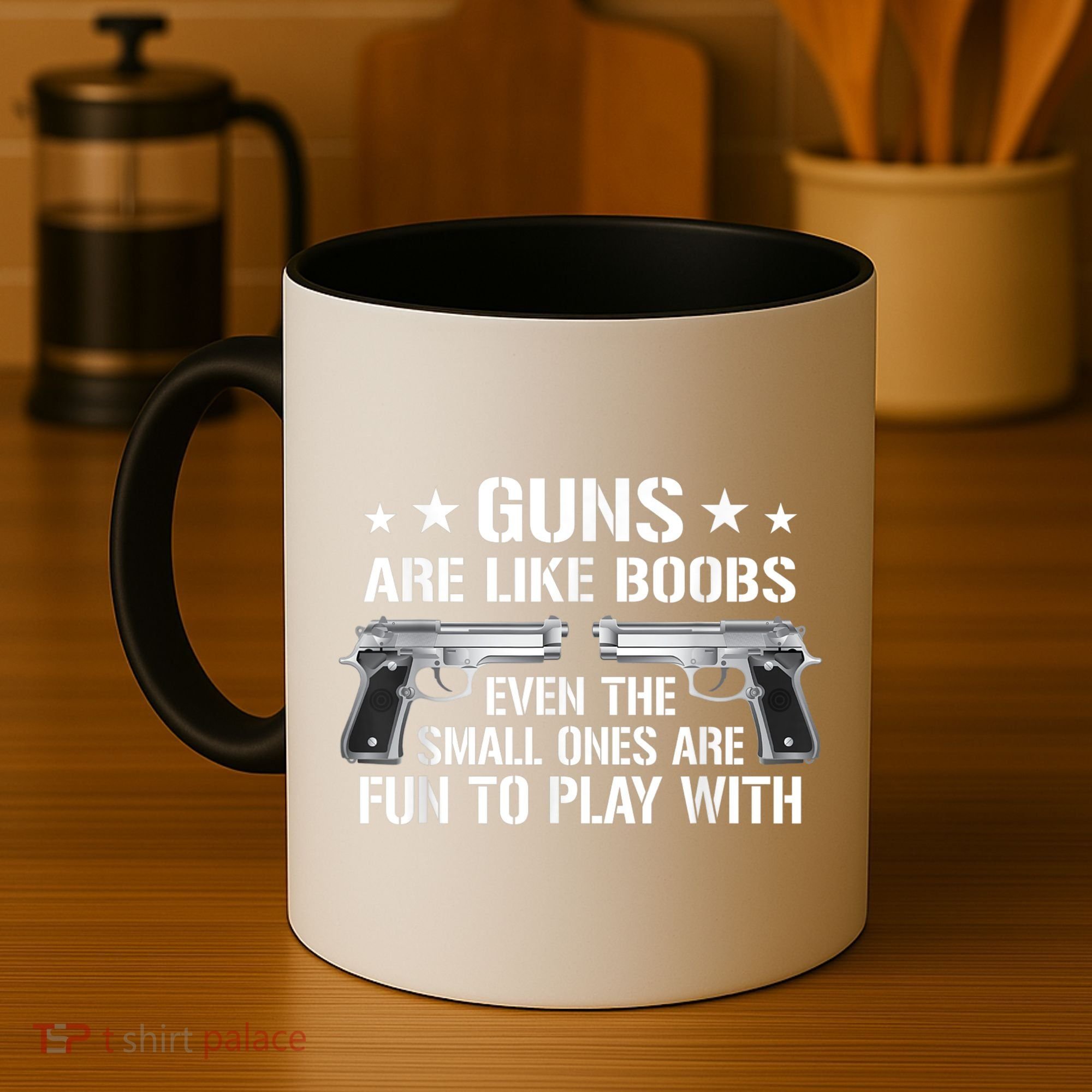 Guns Are Like Boobs Funny Gun Titties Joke Pistol Coffee Mug