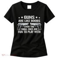 Guns Are Like Boobs Funny Gun Titties Joke Pistol Women's T-Shirt thumb 0