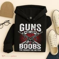 Guns Are Like Boobs Bigger Funny Gun Joke Hoodie thumb 4
