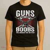 Guns Are Like Boobs Bigger Funny Gun Joke T-Shirt thumb 3