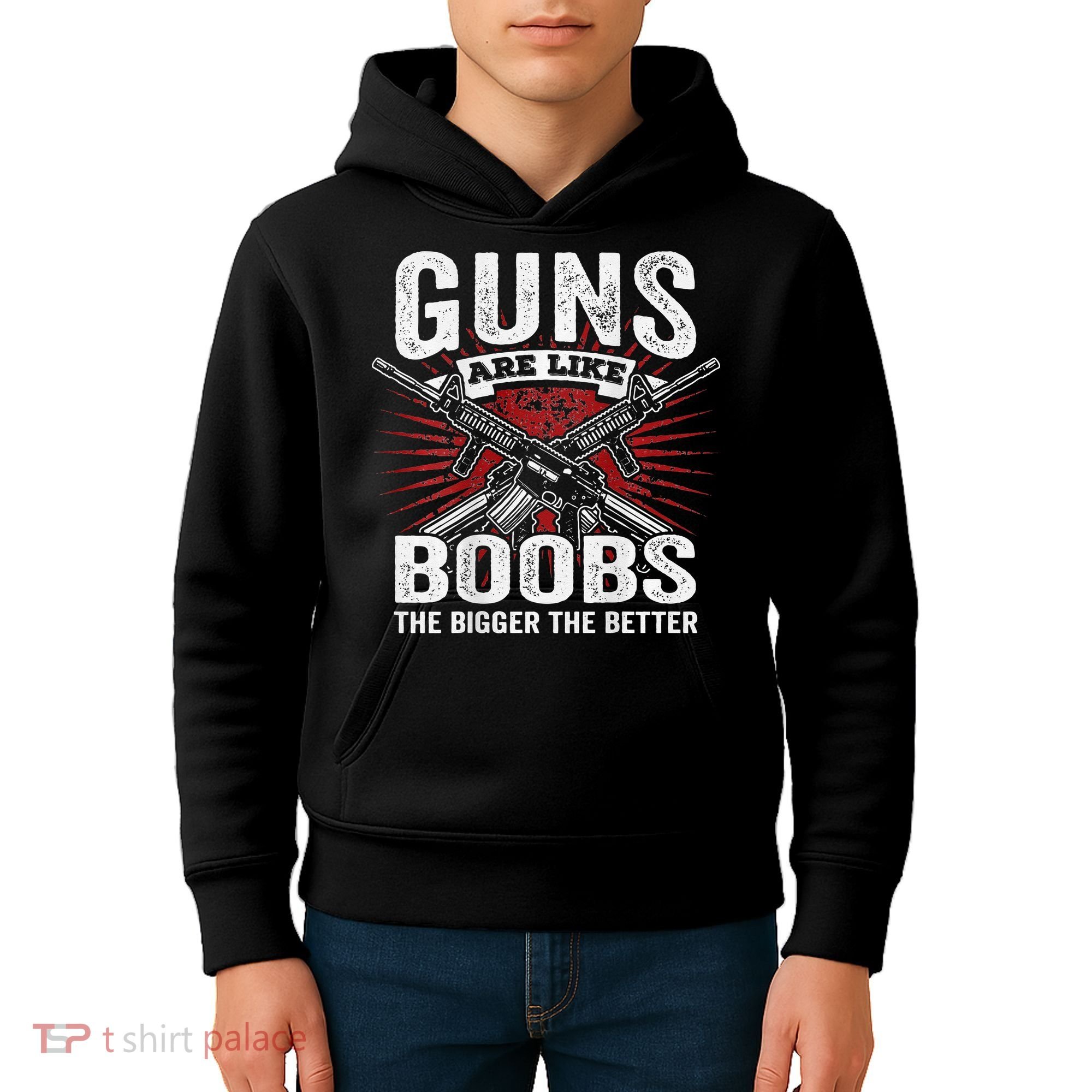 Guns Are Like Boobs Bigger Funny Gun Joke Kids Hoodie