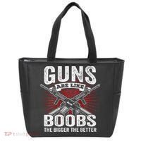 Guns Are Like Boobs Bigger Funny Gun Joke Tote Bag thumb 0