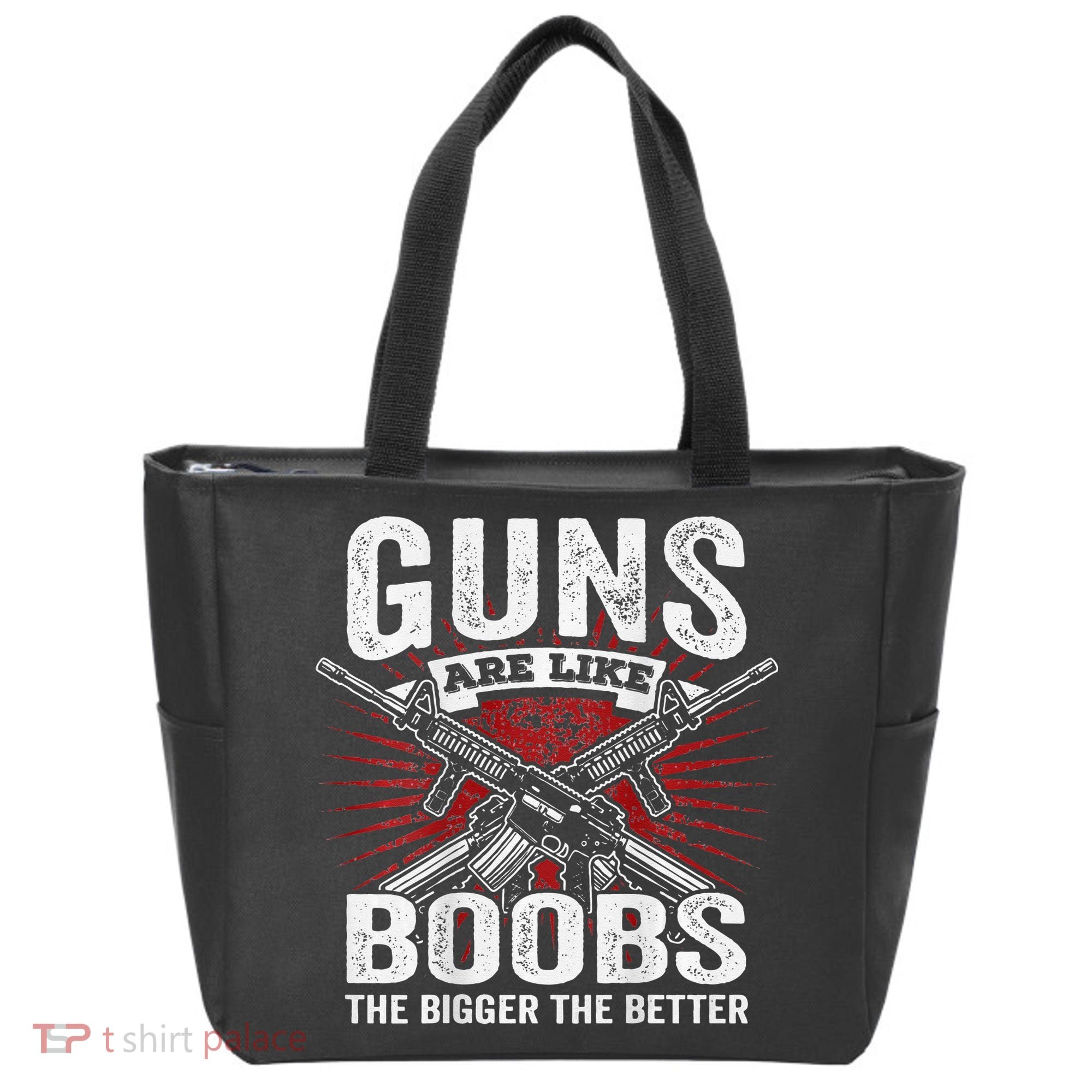 Guns Are Like Boobs Bigger Funny Gun Joke Tote Bag