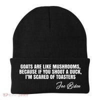 Goats Are Like Mushrooms Funny Joe Biden Quote Beanie thumb 0