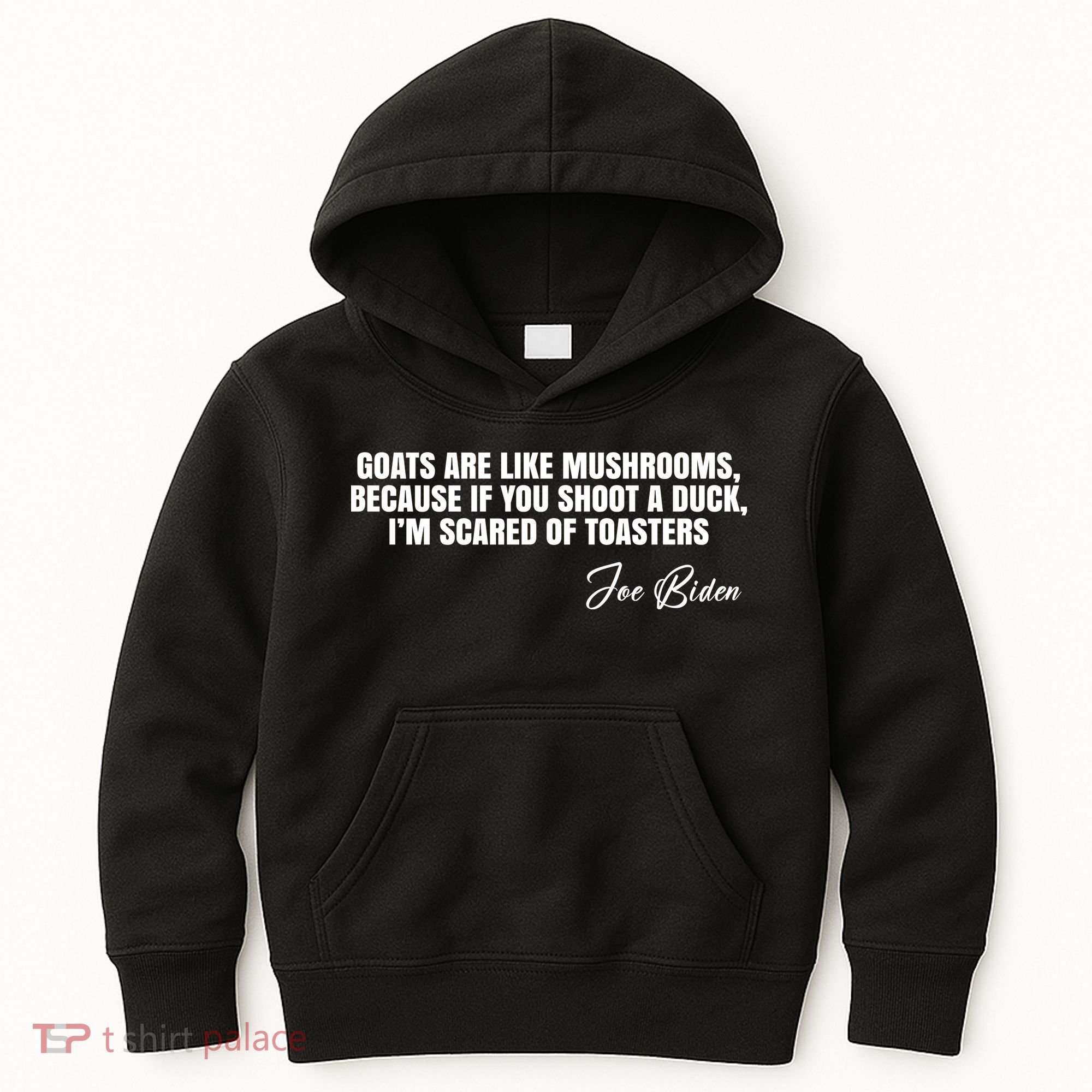Goats Are Like Mushrooms Funny Joe Biden Quote Kids Hoodie