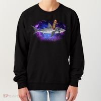 Galaxy Cat Riding Shark Women's Sweatshirt thumb 0