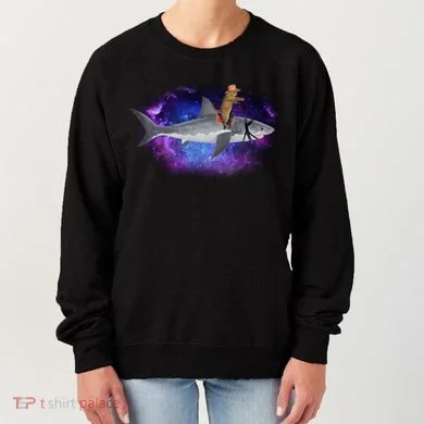 Galaxy Cat Riding Shark Women's Sweatshirt