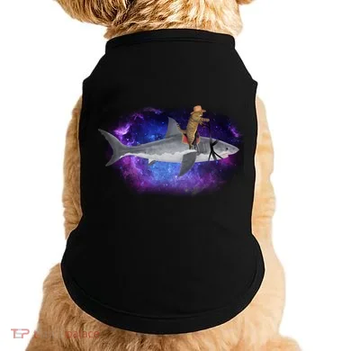 Galaxy Cat Riding Shark Doggie Tank