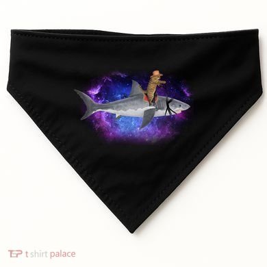 Galaxy Cat Riding Shark USA-Made Doggie Bandana