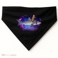 Galaxy Cat Riding Shark USA-Made Doggie Bandana thumb 0