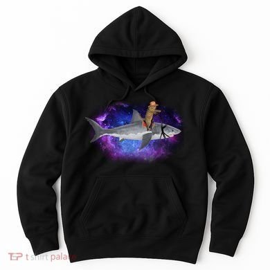Galaxy Cat Riding Shark Hoodie