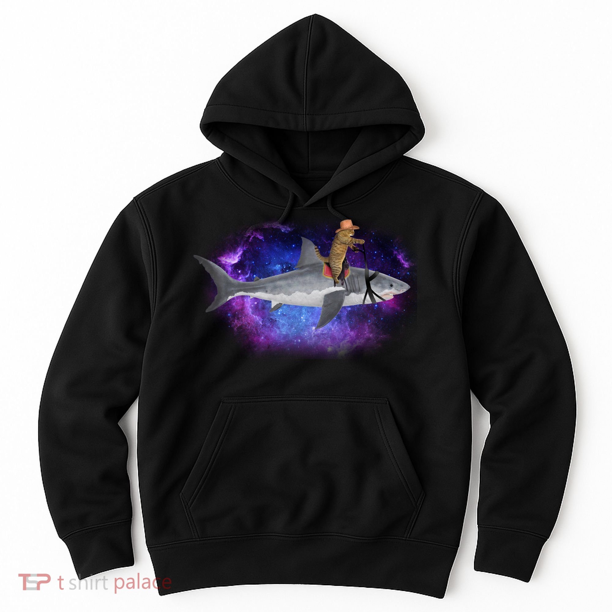 Galaxy Cat Riding Shark Hoodie