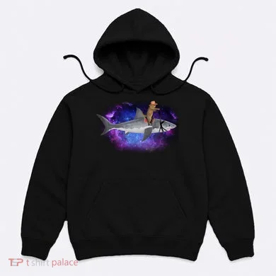 Galaxy Cat Riding Shark Hoodie