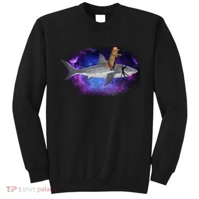 Galaxy Cat Riding Shark Sweatshirt