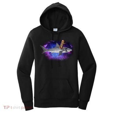 Galaxy Cat Riding Shark Women's Hoodie