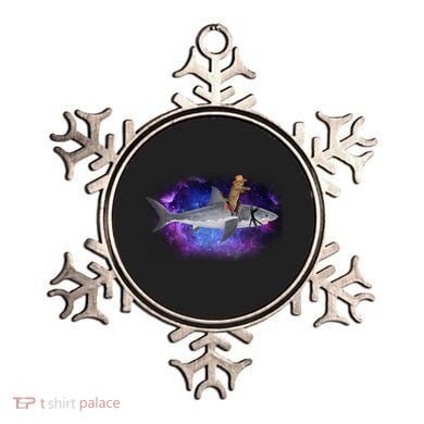 Galaxy Cat Riding Shark Ornament