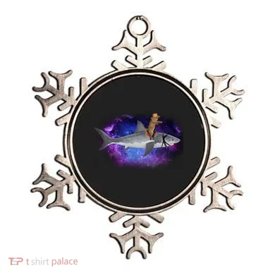 Galaxy Cat Riding Shark Ornament