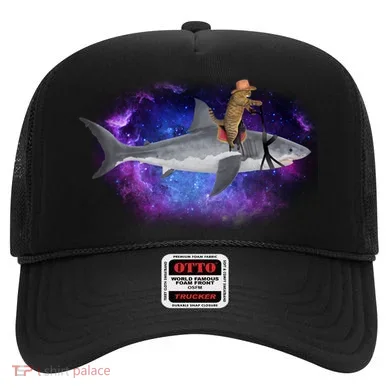 Galaxy Cat Riding Shark Hat