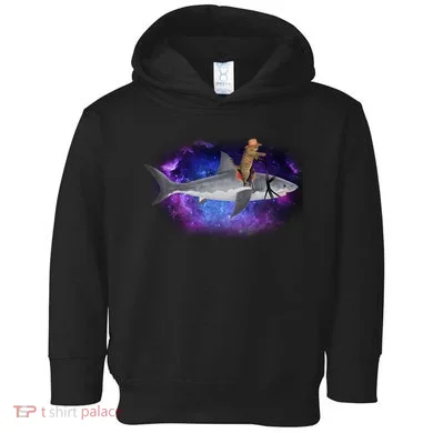 Galaxy Cat Riding Shark Toddler Hoodie