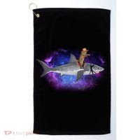 Galaxy Cat Riding Shark Golf Towel thumb 0