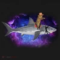 Galaxy Cat Riding Shark Kids Sweatshirt thumb 2