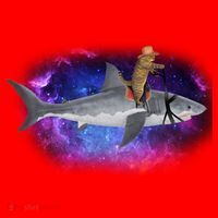 Galaxy Cat Riding Shark Santa Hat thumb 1