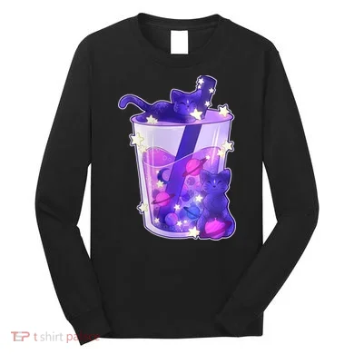 Galaxy Cats Boba Tea Long Sleeve Shirt