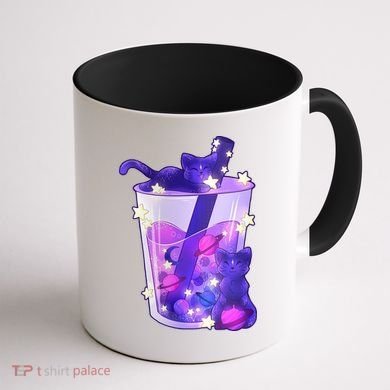Galaxy Cats Boba Tea Coffee Mug back