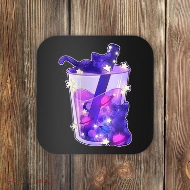 Galaxy Cats Boba Tea Coaster