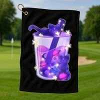 Galaxy Cats Boba Tea Golf Towel thumb 1