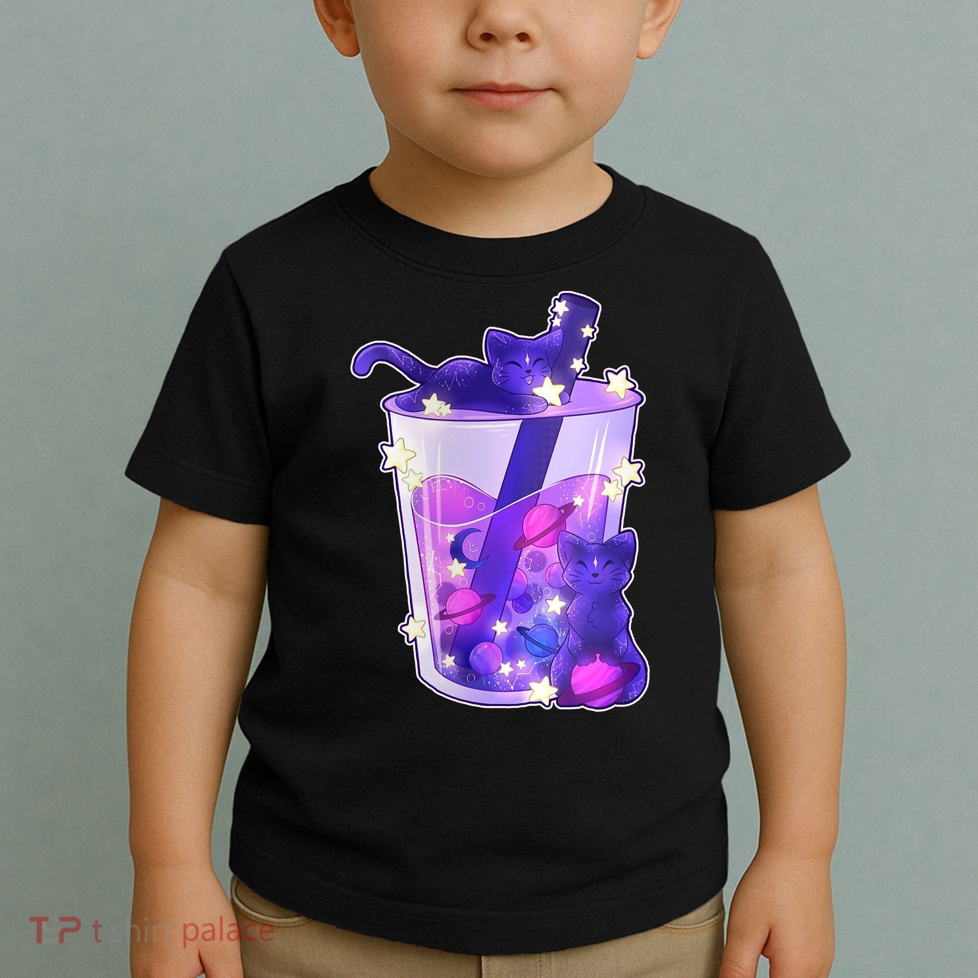 Galaxy Cats Boba Tea Toddler T-Shirt