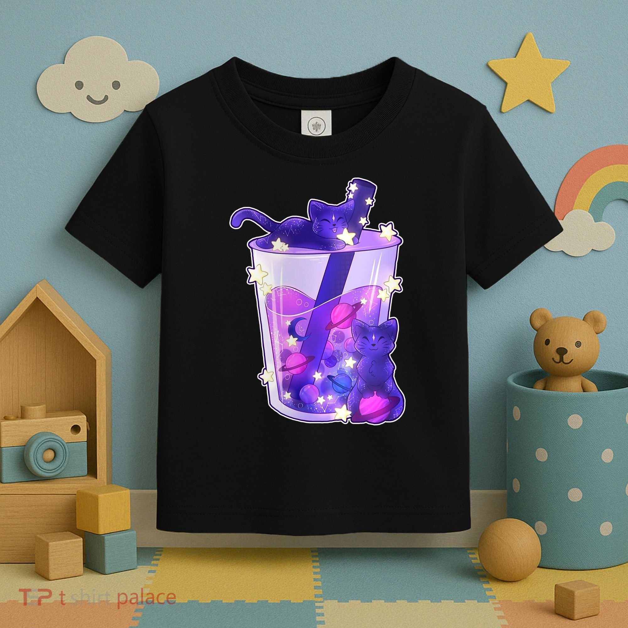 Galaxy Cats Boba Tea Toddler T-Shirt