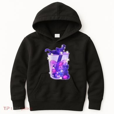 Galaxy Cats Boba Tea Kids Hoodie