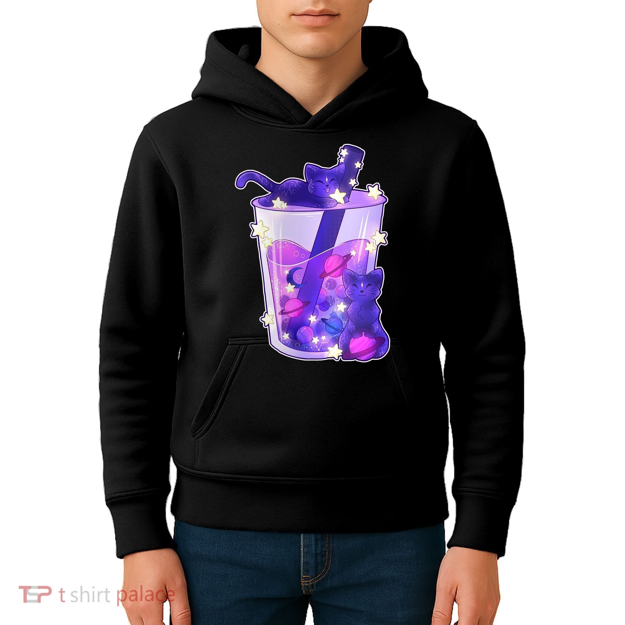 Galaxy Cats Boba Tea Kids Hoodie