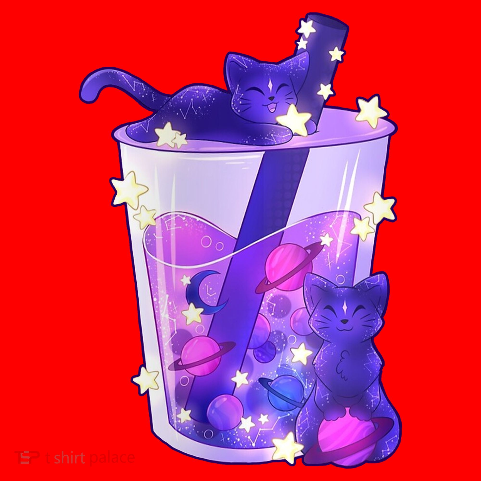 Galaxy Cats Boba Tea Santa Hat