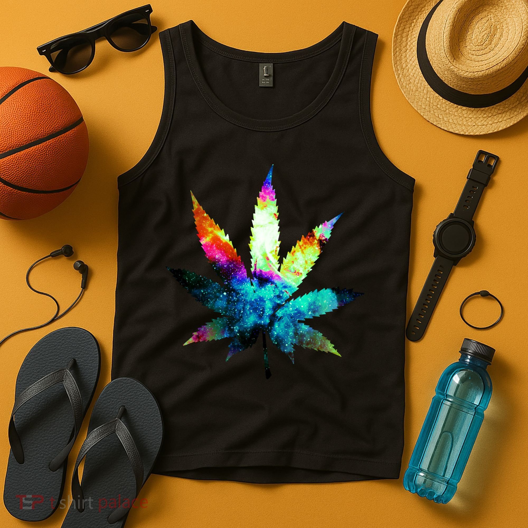 Galaxy Kush In Space Weed Tank Top