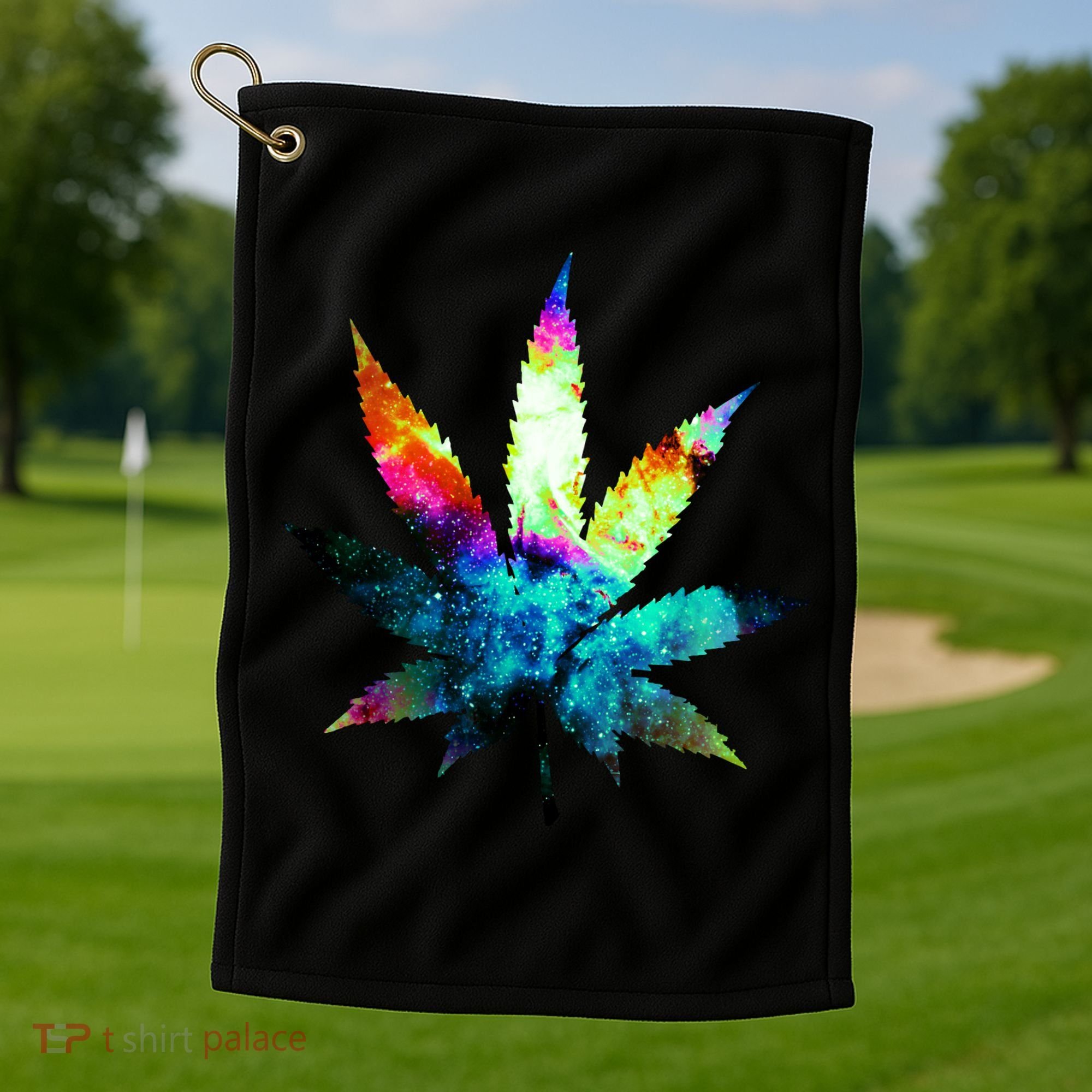 Galaxy Kush In Space Weed Golf Towel