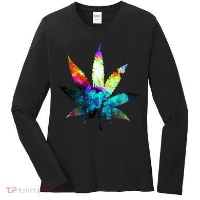 Galaxy Kush In Space Weed Women's Long Sleeve Shirt