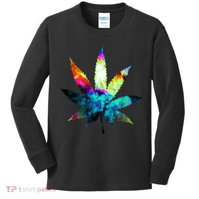 Galaxy Kush In Space Weed Kids Long Sleeve Shirt